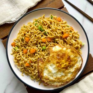Fried Indomine and eggs